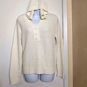 Carribean Joe Hooded LS Knit Pullover Sweater L